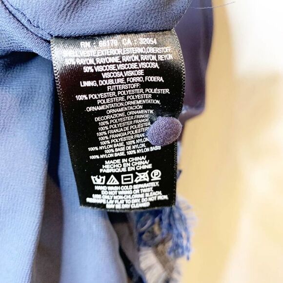 Maeve Womens Navy Fringe Hem Sleeveless Round Neck Cocktail Shift Dress Size 2 - Picture 6 of 10